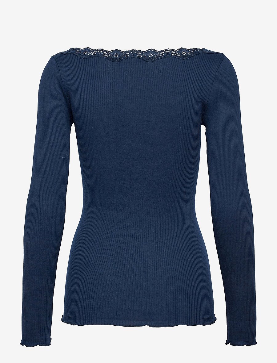 Rosemunde - Organic t-shirt w/lace - pitkähihaiset paidat - navy - 1