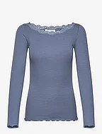 Organic t-shirt w/lace - PARIS BLUE