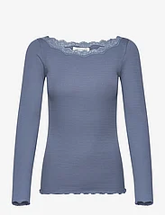 Rosemunde - Organic t-shirt w/lace - pitkähihaiset t-paidat - paris blue - 0