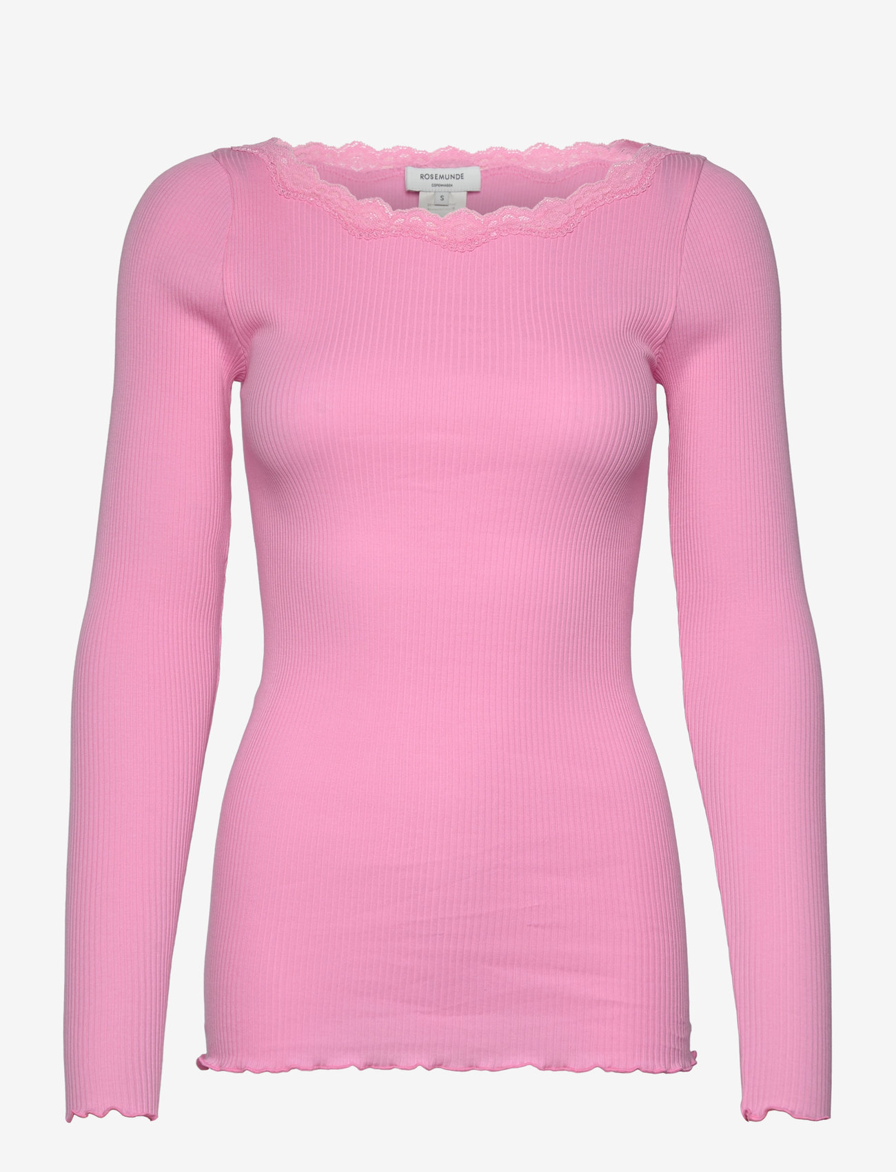 Rosemunde - Organic t-shirt w/lace - pikkade varrukatega alussärgid - prism pink - 0