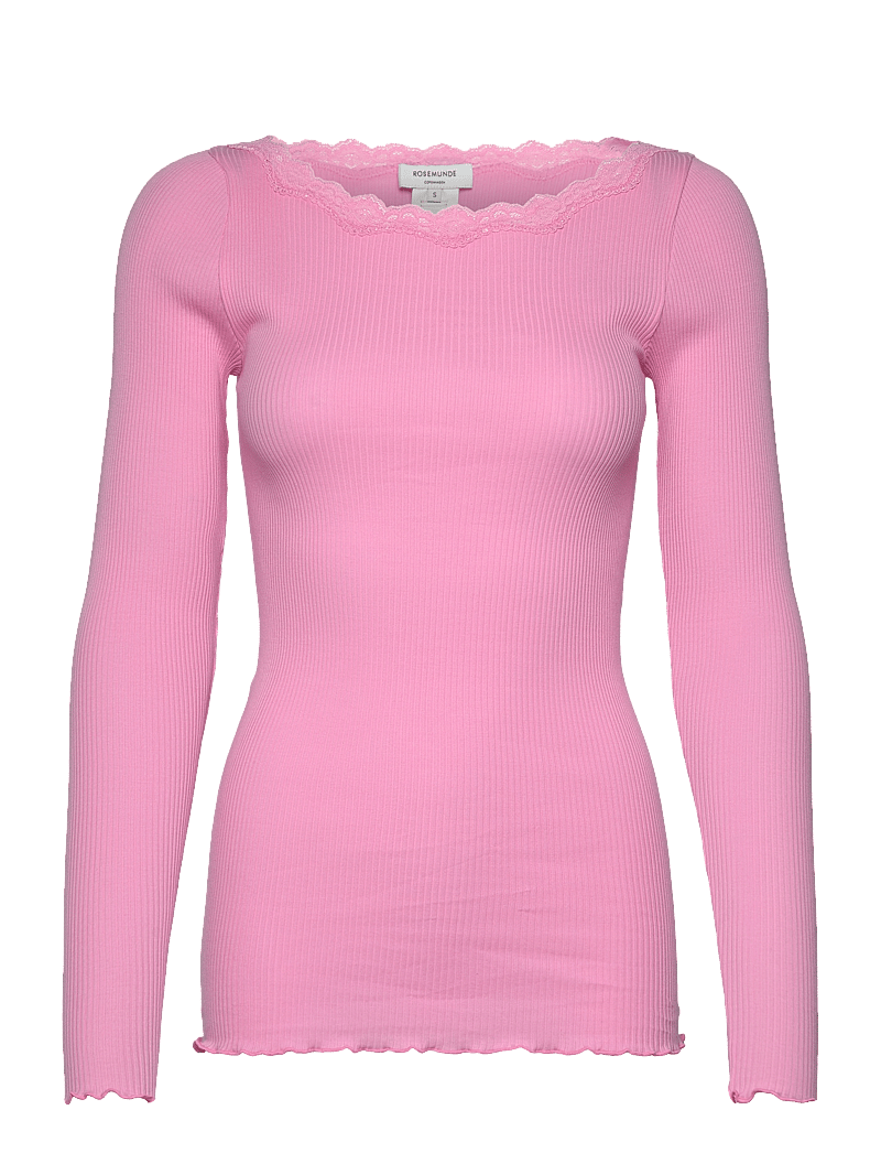 Rosemunde - Organic t-shirt w/lace - pikkade varrukatega alussärgid - prism pink - 0