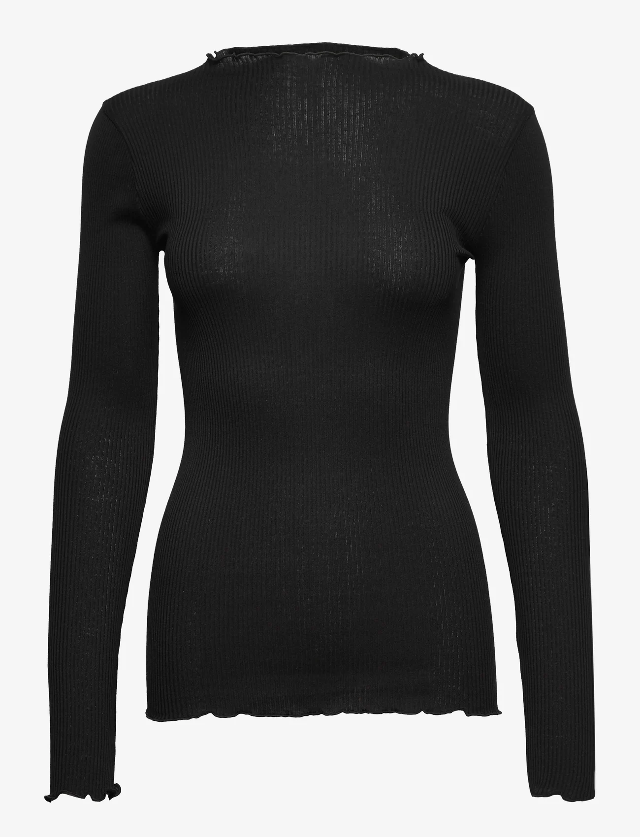 Rosemunde - Silk t-shirt - langärmlige tops - black - 0