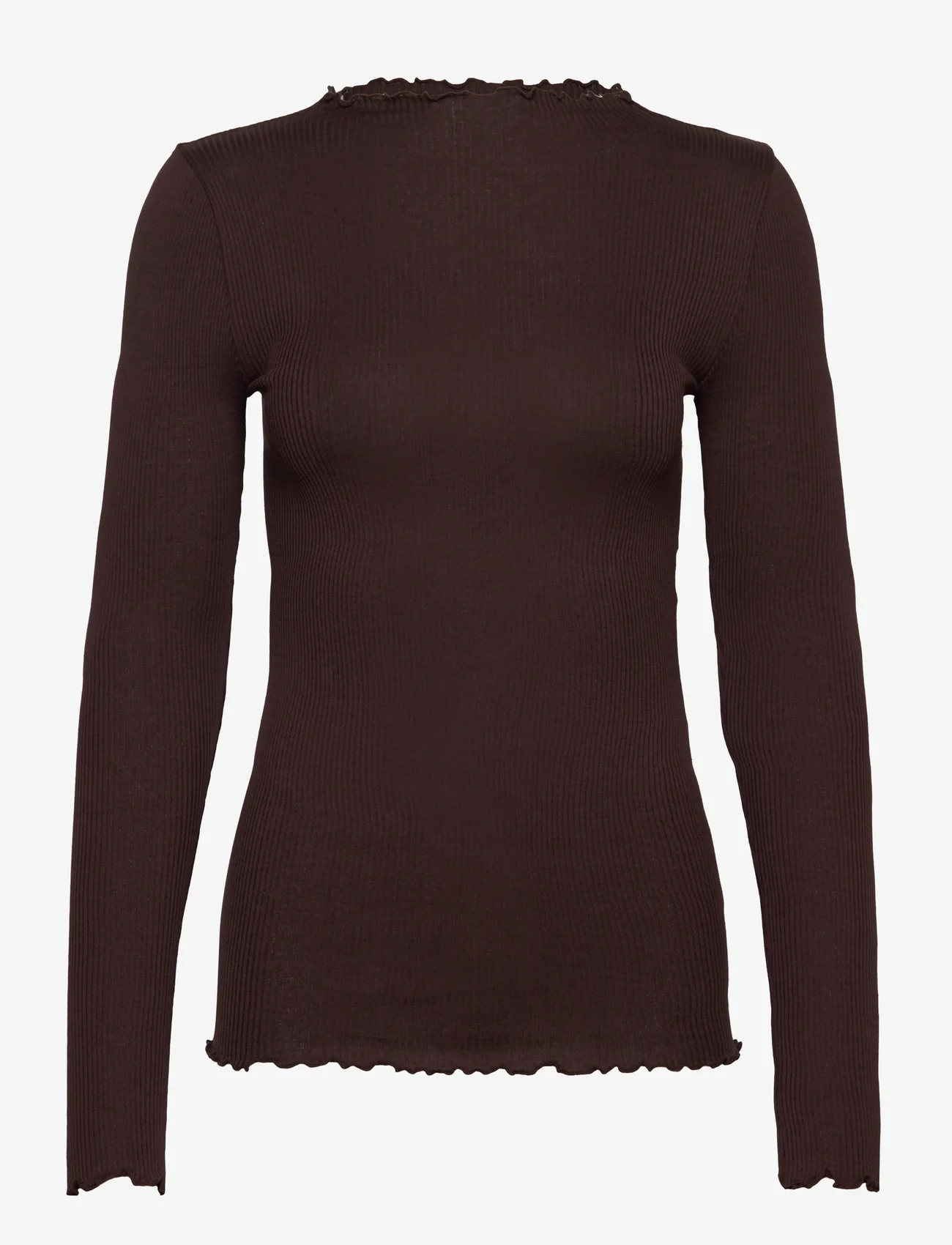Rosemunde - Silk t-shirt - topi ar garām piedurknēm - black brown - 0
