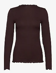 Rosemunde - Silk t-shirt - topi ar garām piedurknēm - black brown - 0