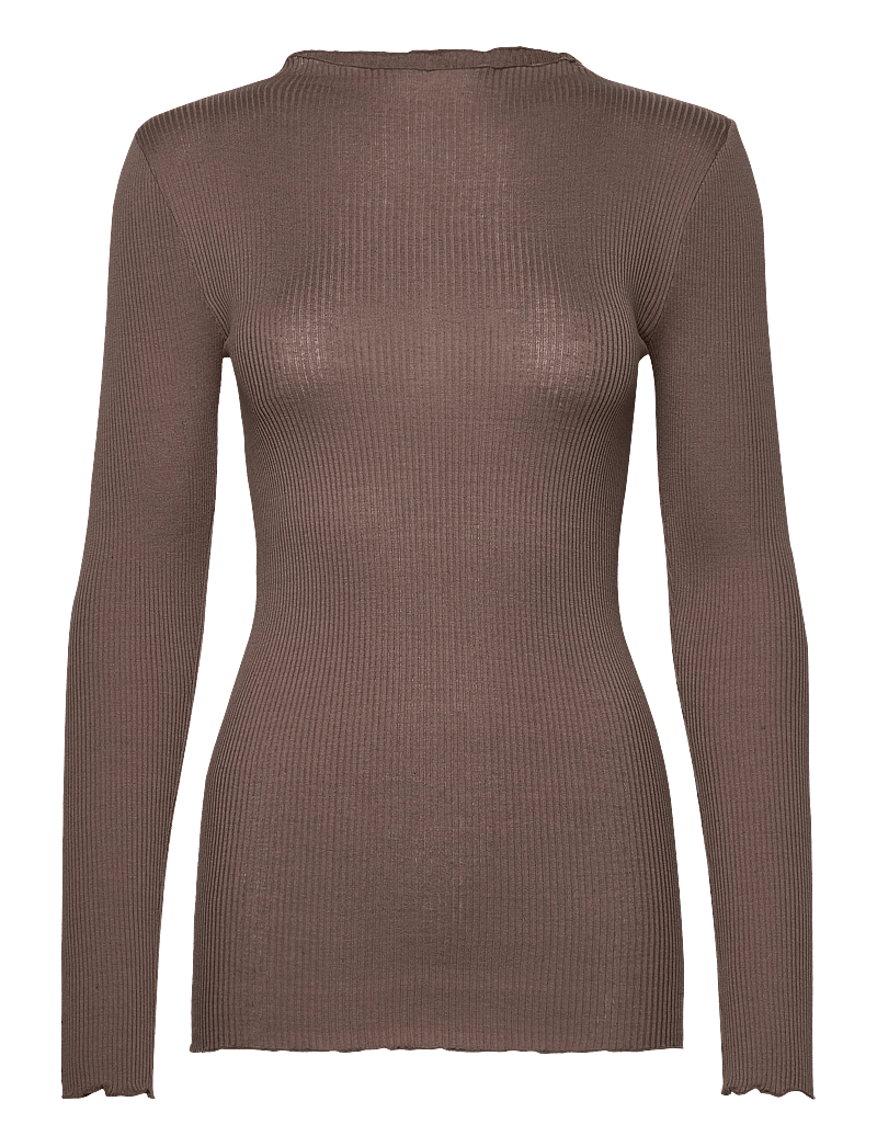 Rosemunde - Silk t-shirt - långärmade toppar - falcon - 0