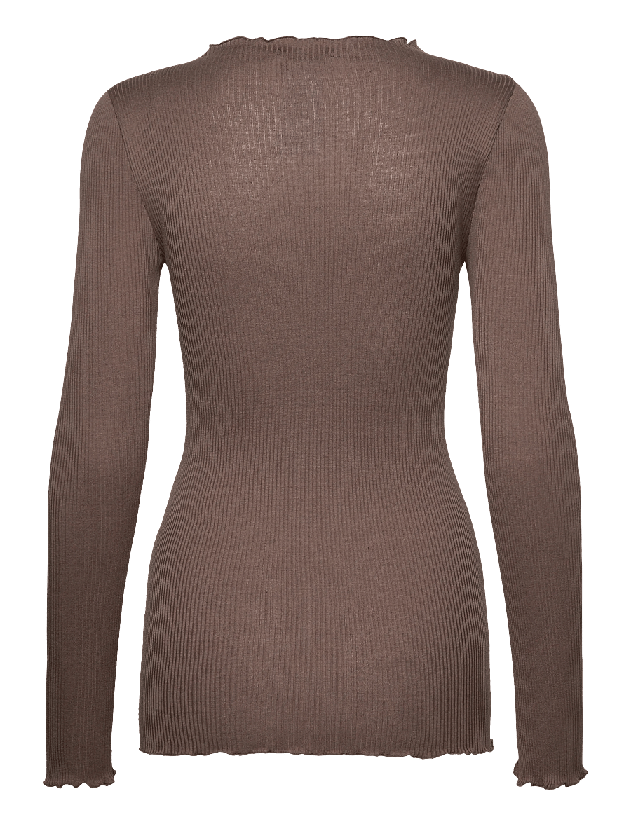 Rosemunde - RWPearl Silk LS T-shirt - långärmade toppar - falcon - 1