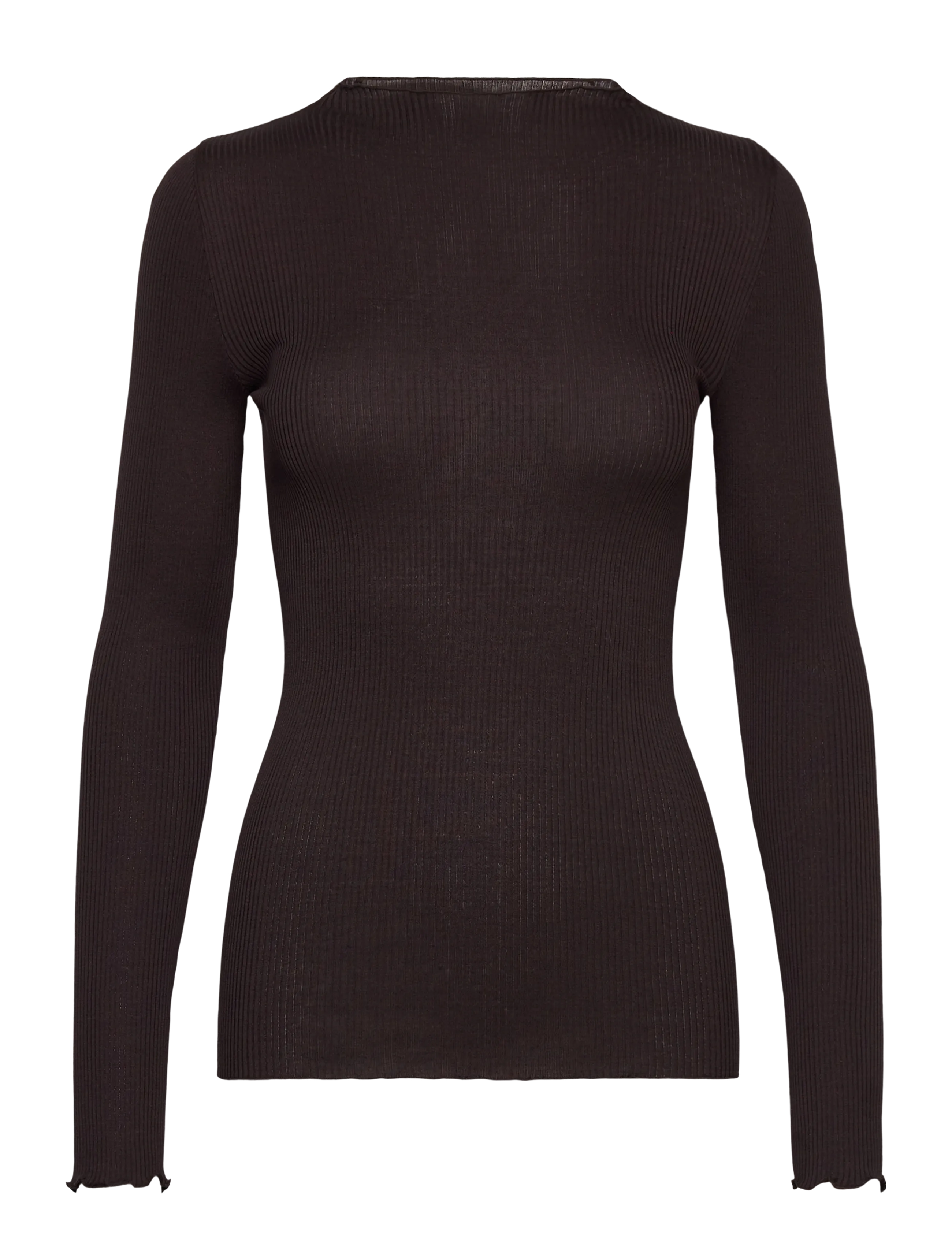 Rosemunde Rwpearl Silk Ls T-Shirt, L, Brown, T-Shirts & Toppe > Langærmede, Dame
