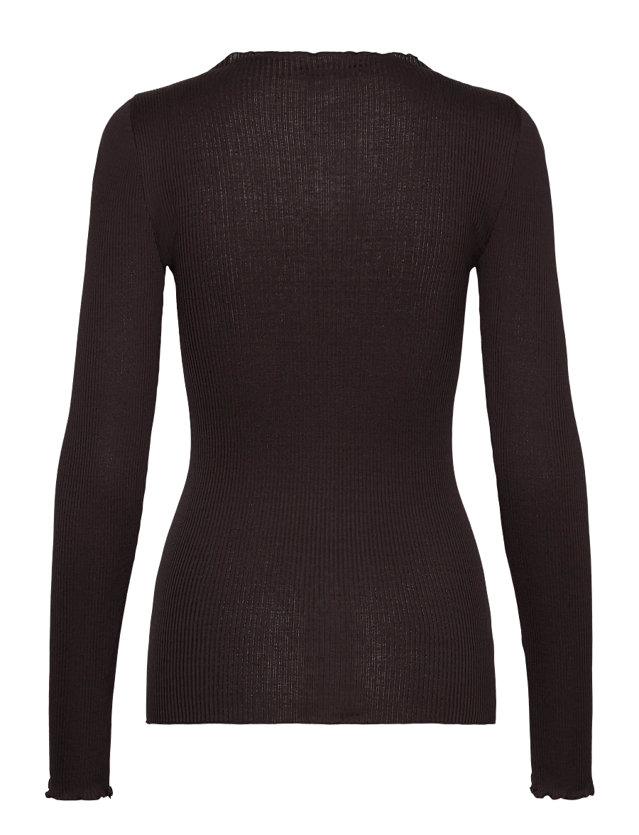 Rosemunde - RWPearl Silk LS T-shirt - långärmade toppar - ganache - 1