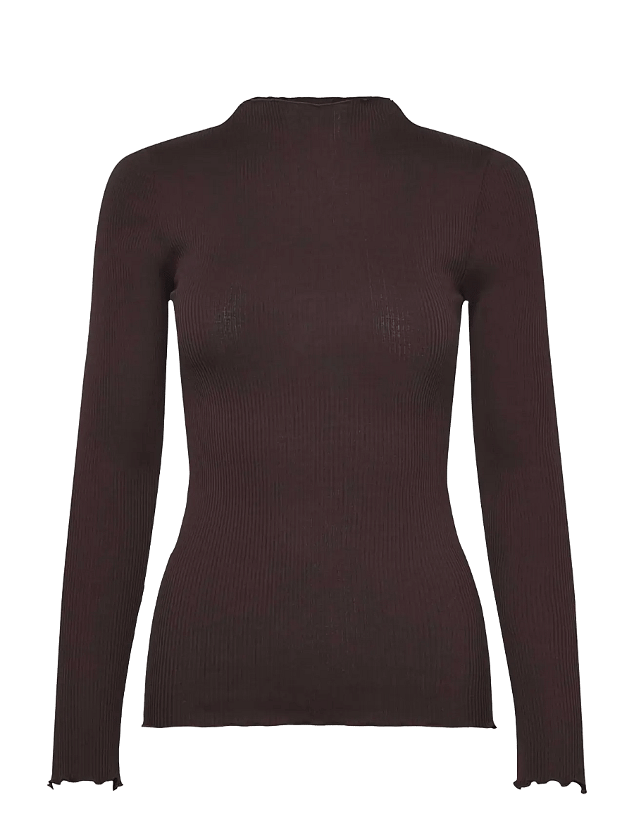 Rosemunde - RWPearl Silk LS T-shirt - langärmlige tops - mole - 0