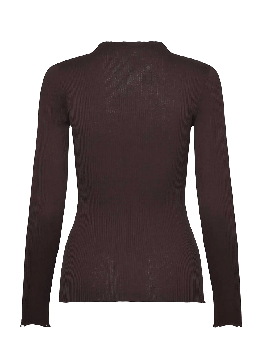 Rosemunde - RWPearl Silk LS T-shirt - langärmlige tops - mole - 1