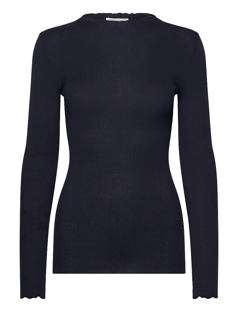 Rosemunde - Silk t-shirt - långärmade toppar - navy - 0