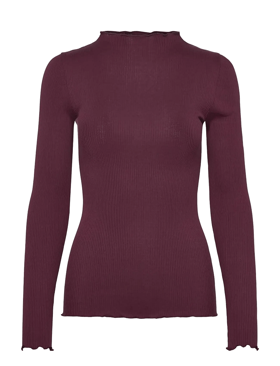 Rosemunde - RWPearl Silk LS T-shirt - langærmede toppe - windsor wine - 0