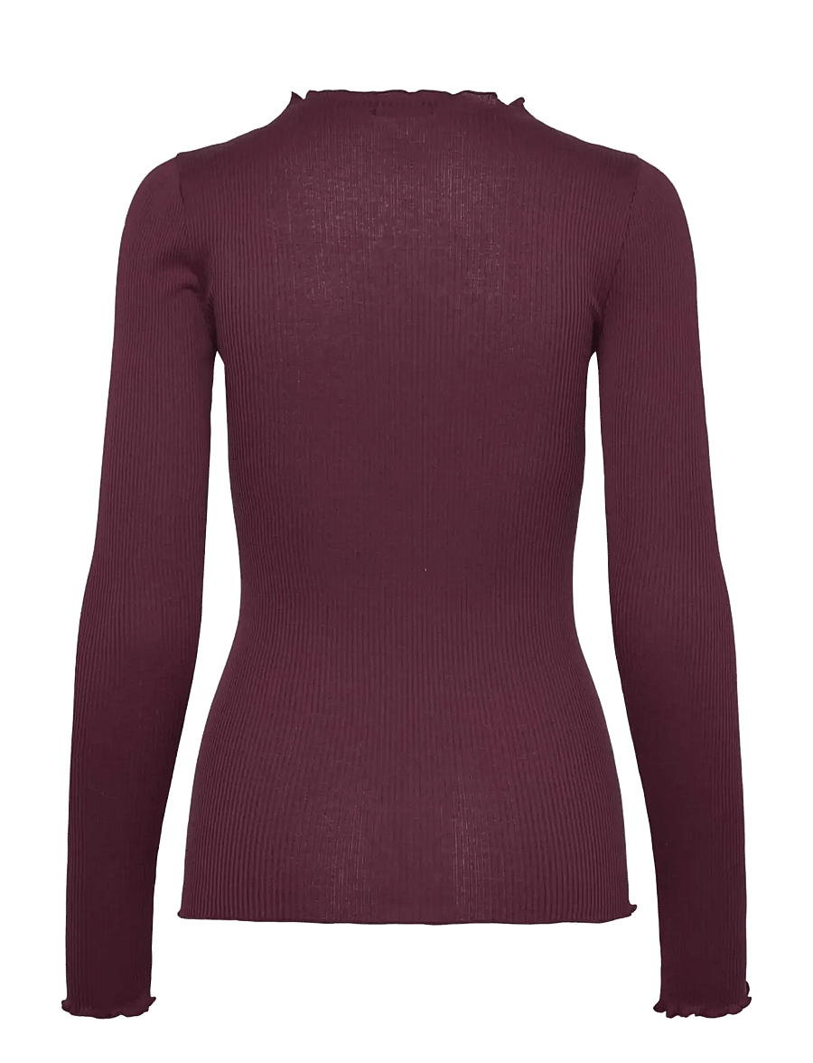 Rosemunde - RWPearl Silk LS T-shirt - langærmede toppe - windsor wine - 1