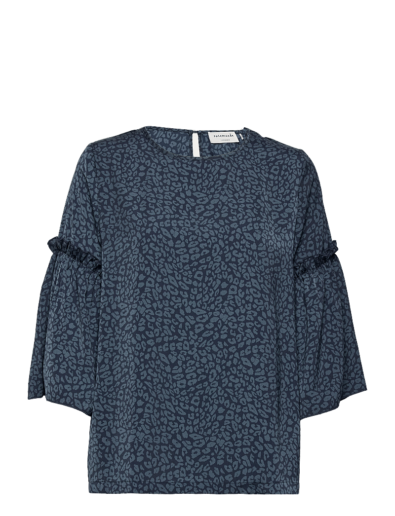 Rosemunde - Recycled polyester blouse - langærmede bluser - blue leo print - 0