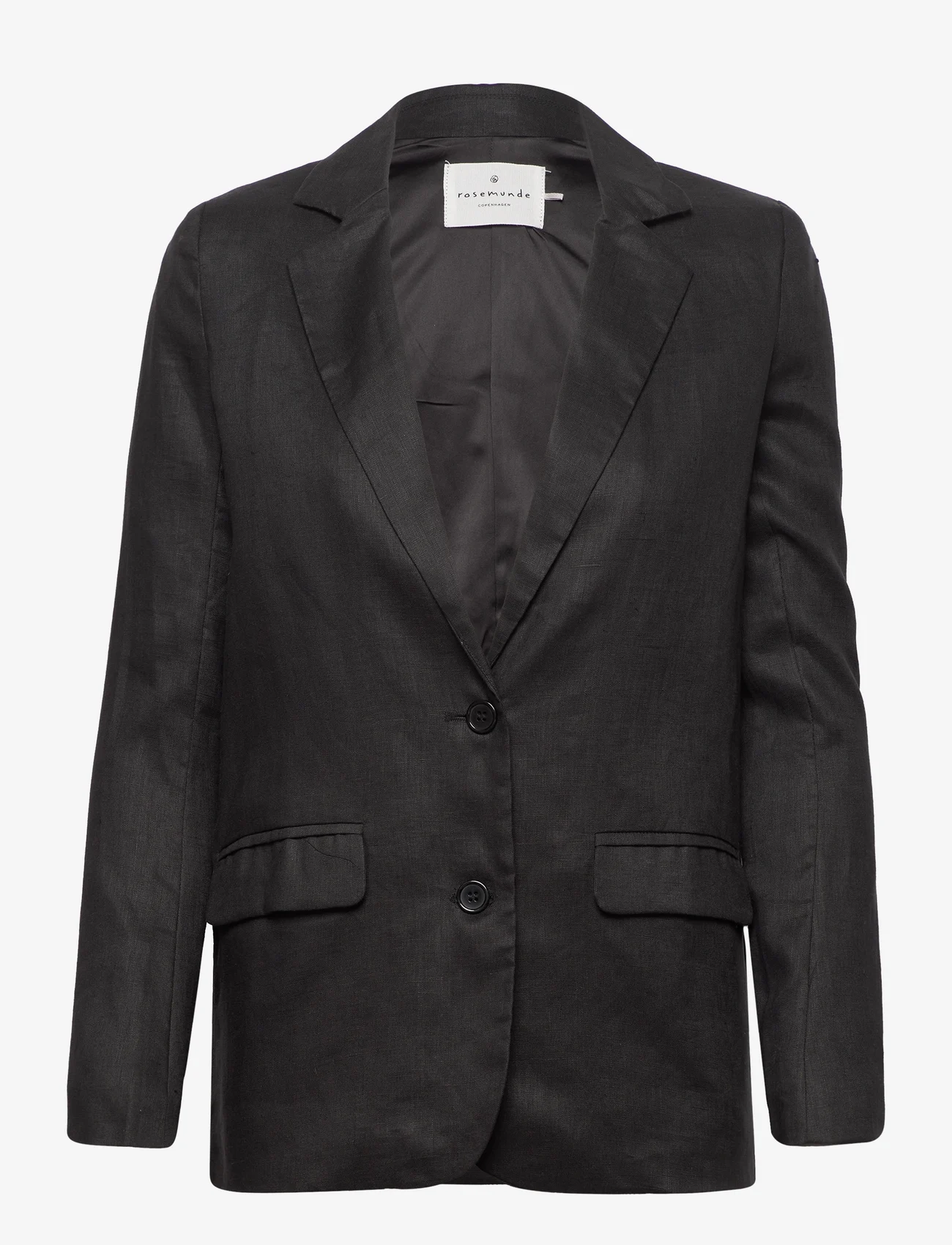 Rosemunde - Linen/cotton jacket - enkeltradede blazere - black - 0