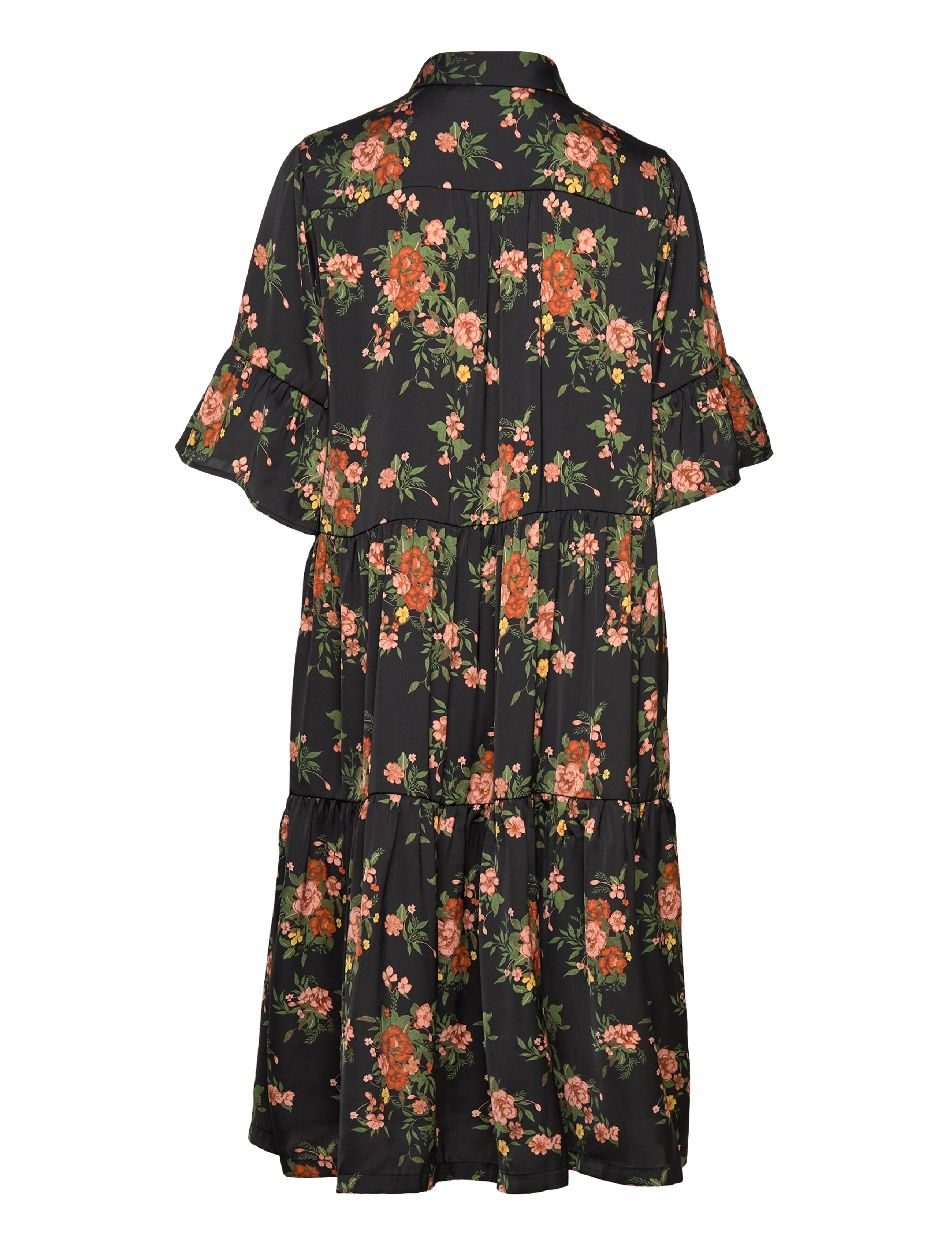 Rosemunde - Recycled polyester dress - black bouquet rose print - 1
