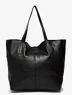 Leather shopper - BLACK SILVER