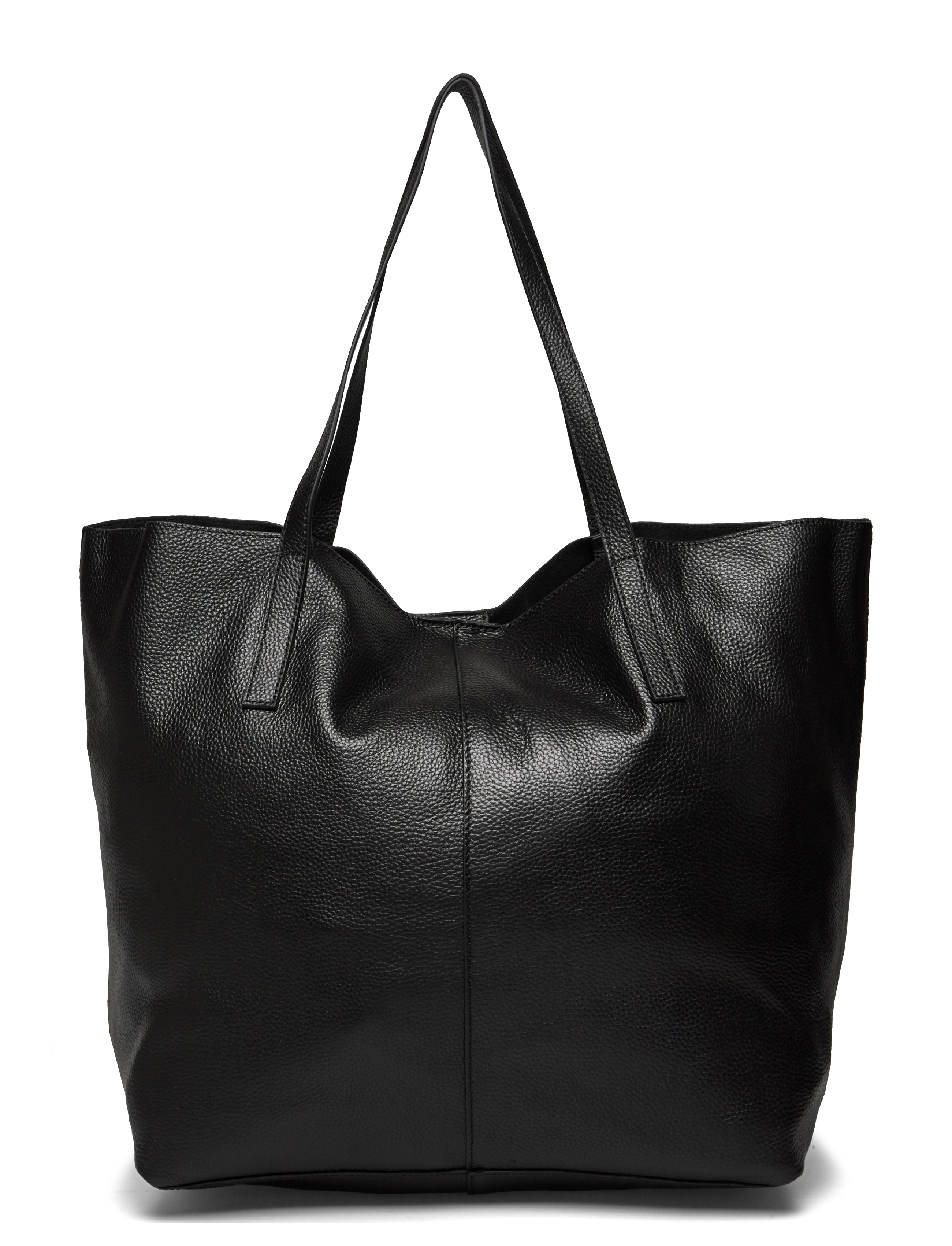 Leather shopper - BLACK SILVER