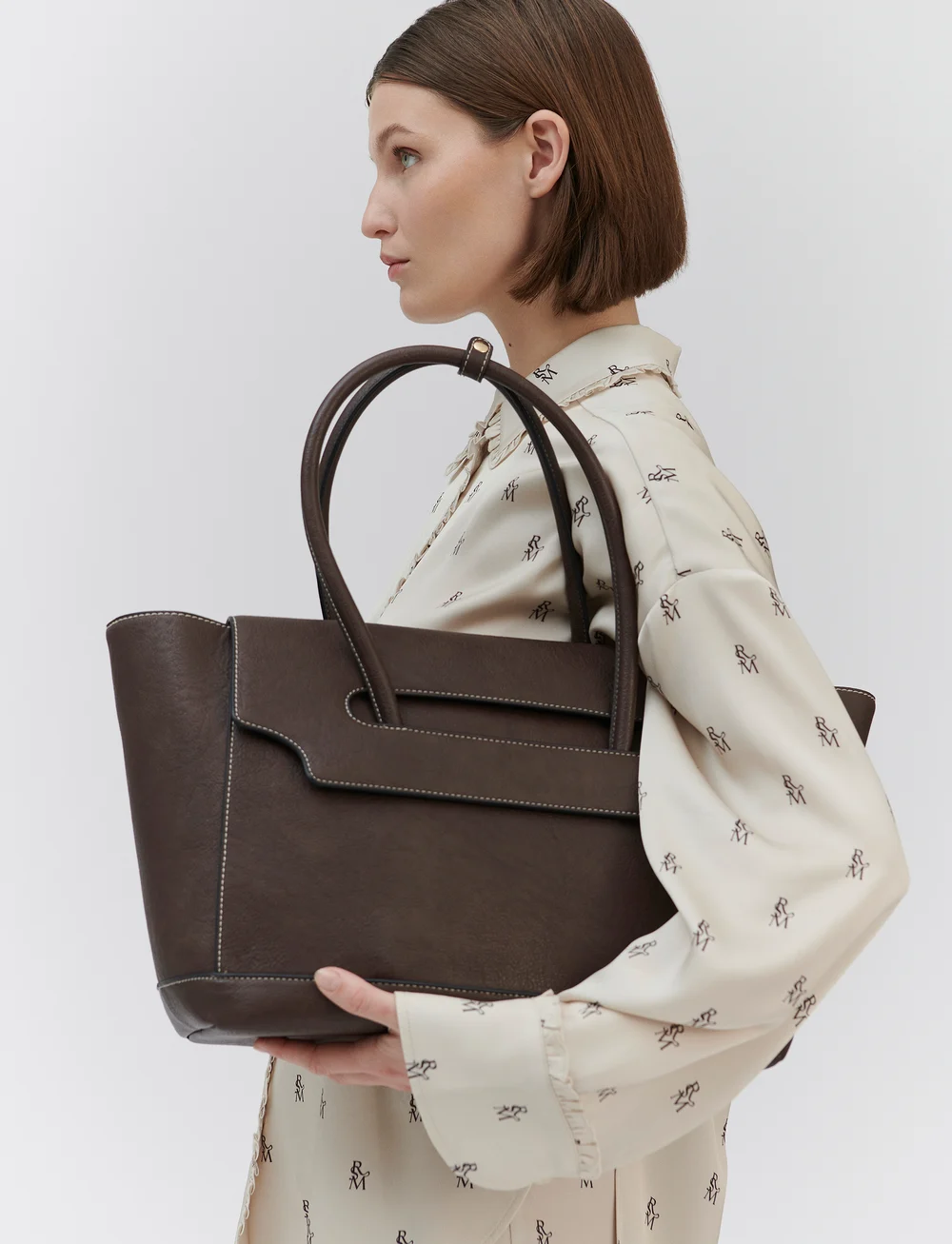 Rosemunde - Andora 2 in 1 working bag - shoppingväskor - dark brown gold - 0