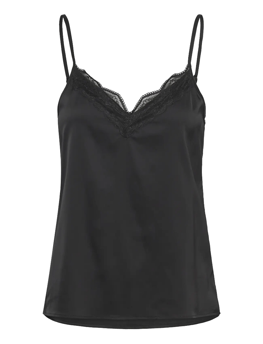 Rosemunde - RHJasmine SL Night Strap Top - oberteile - black - 0