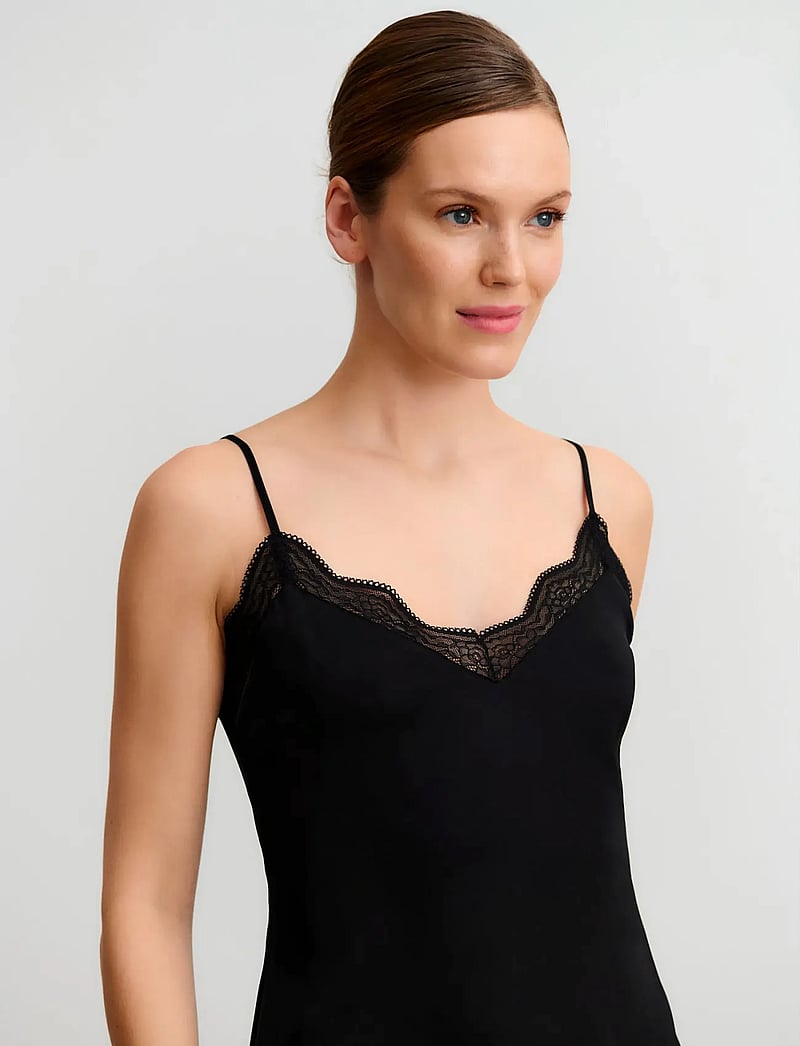 Rosemunde - RHJasmine SL Night Strap Top - tops - black - 2