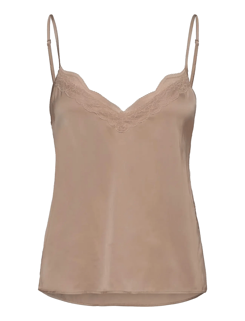 Rosemunde - RHJasmine SL Night Strap Top - oberteile - mocha meringue - 0