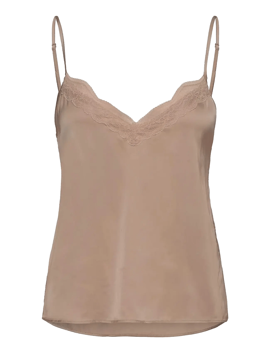 Rosemunde - RHJasmine SL Night Strap Top - oberteile - mocha meringue - 0