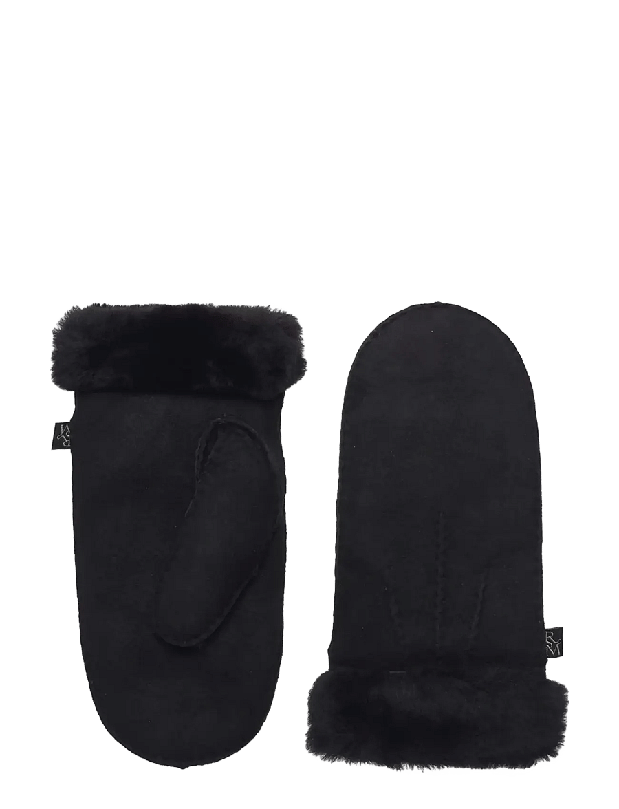 Rosemunde - RHSydney Shearling Stitch Mittens - lederhandschuhe - black - 0