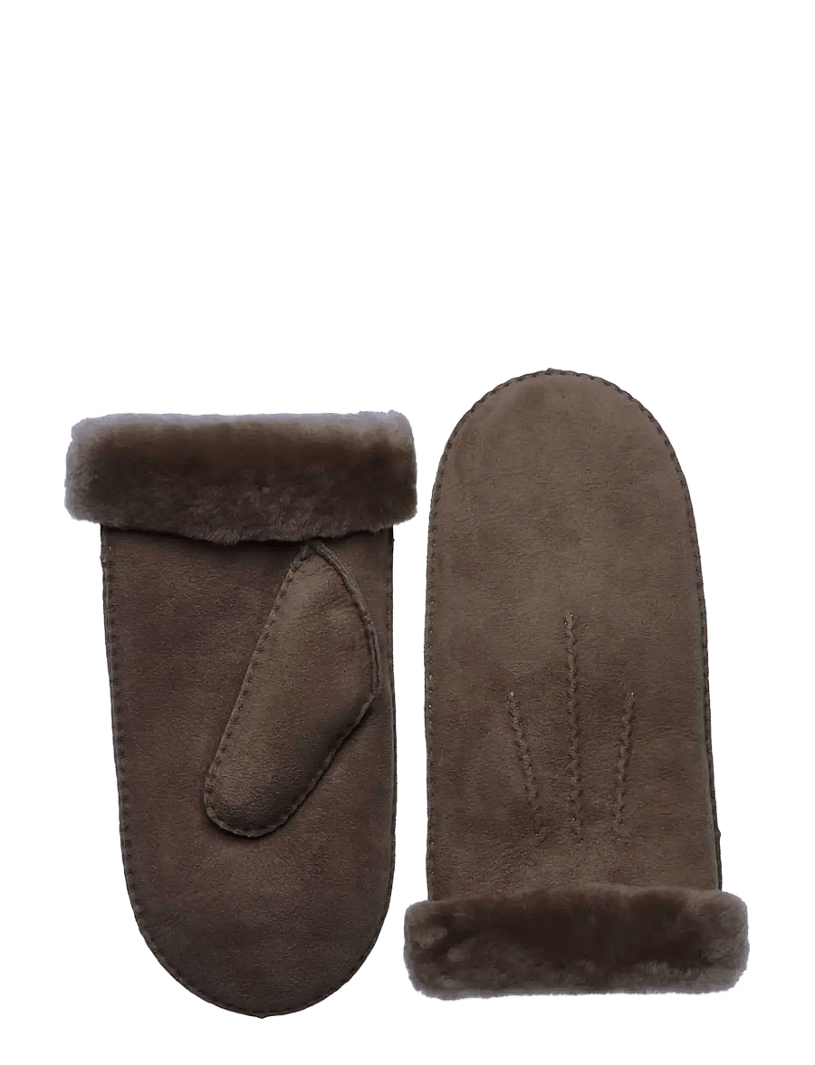 Rosemunde - RHSydney Shearling Stitch Mittens - leather gloves - coffee brown - 0
