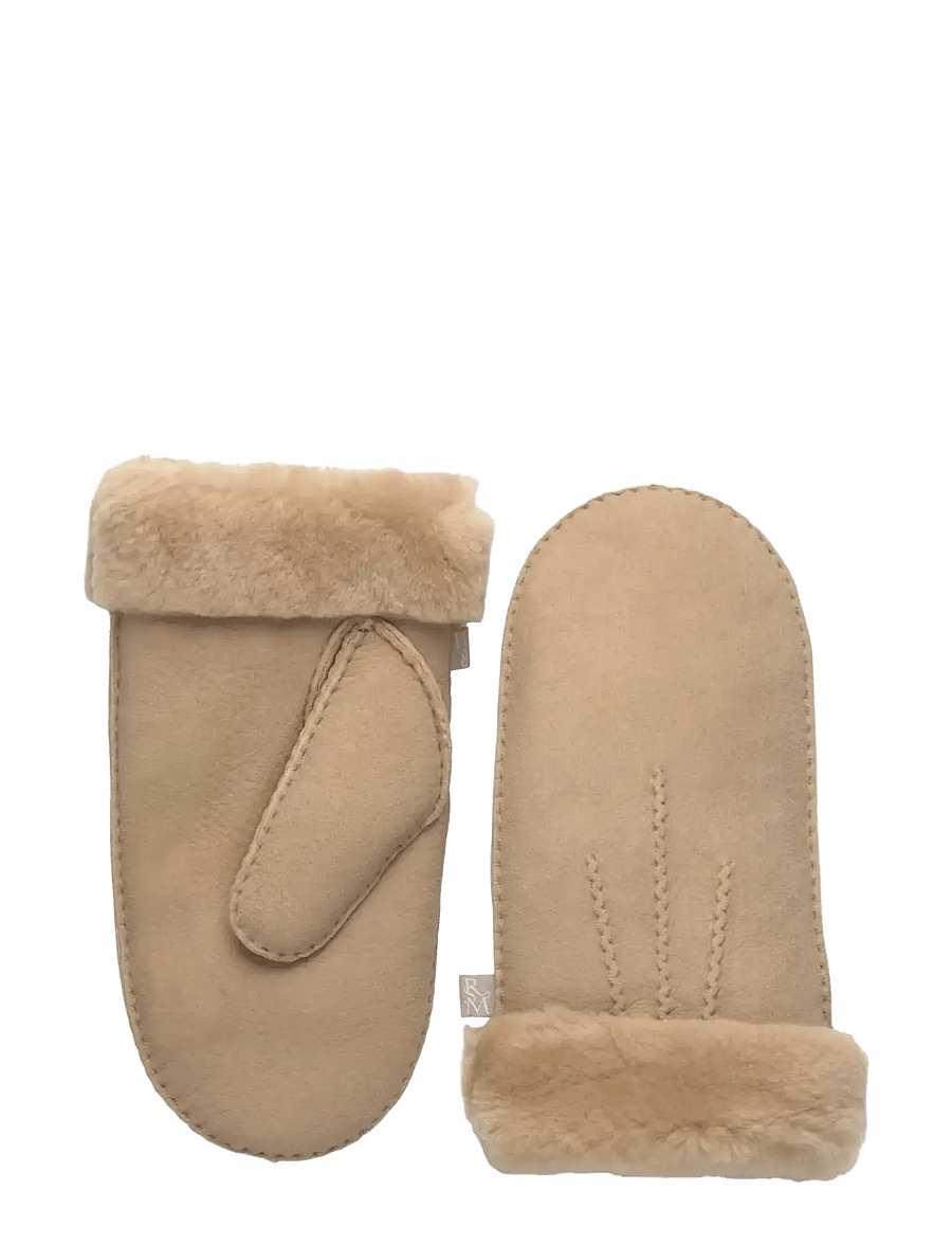 Rosemunde - RHSydney Shearling Stitch Mittens - leather gloves - taupe - 0