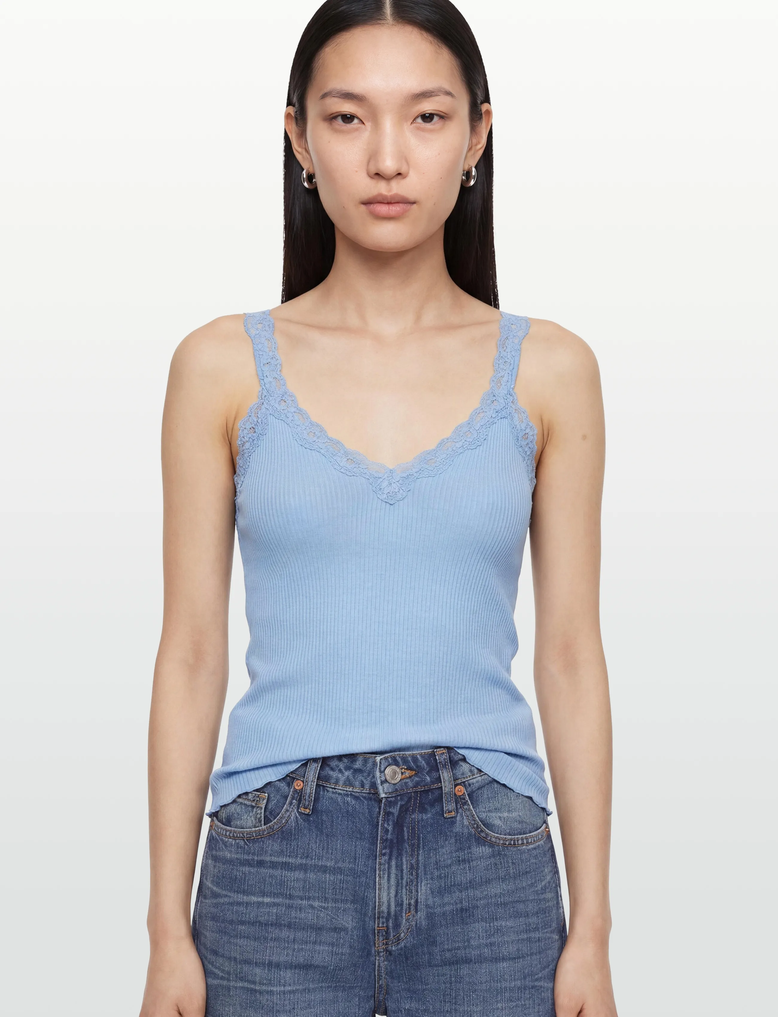 Rosemunde - RMWBalta Modal SL V-Neck Top - madalaimad hinnad - bel air blue - 3
