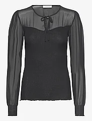 Rosemunde - Silk t-shirt - langärmlige tops - black - 0