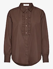 Rosemunde - RWSEbony shirt w/ruffles - long-sleeved shirts - chestnut - 0