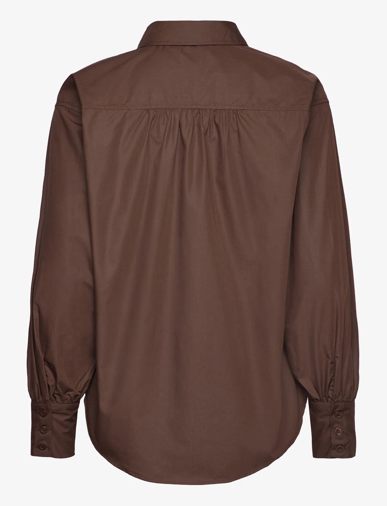 Rosemunde - RWSEbony shirt w/ruffles - long-sleeved shirts - chestnut - 1