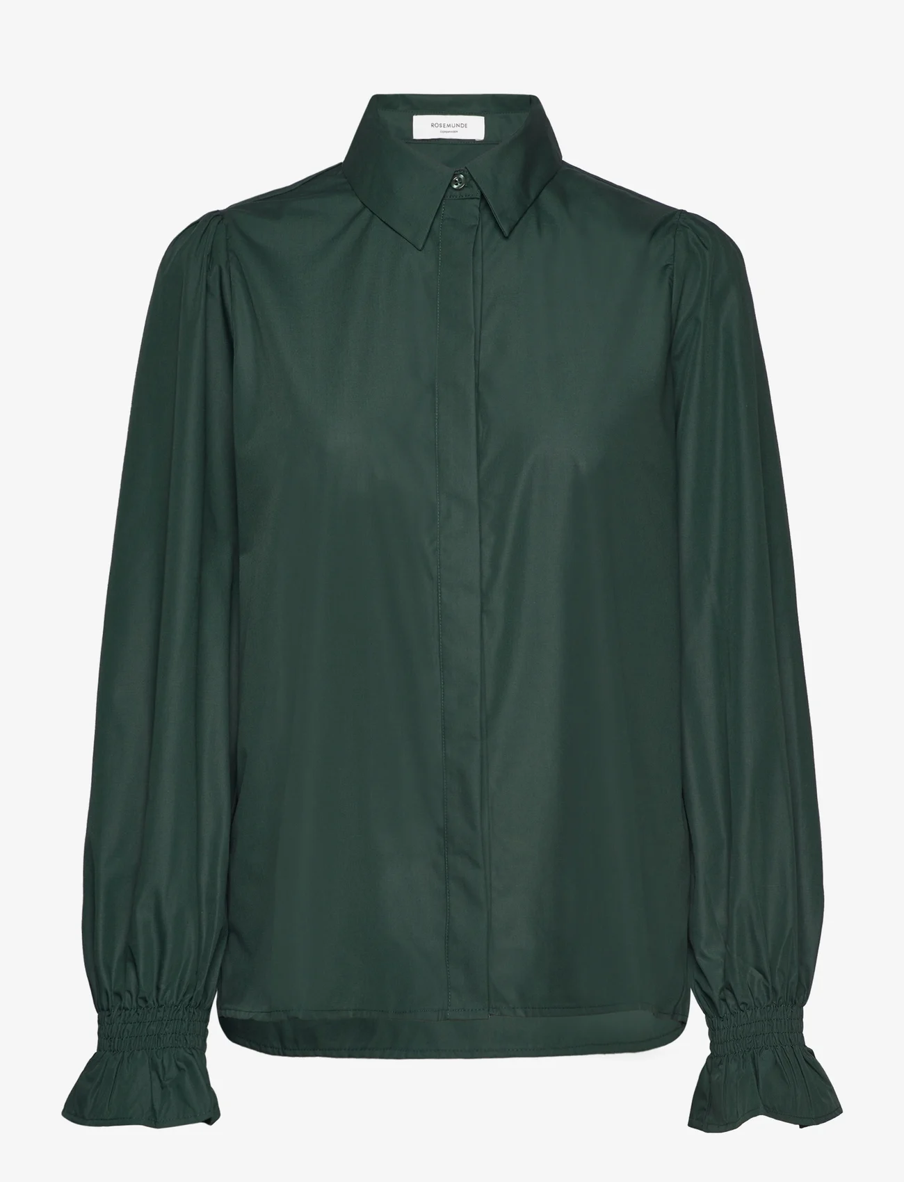 Rosemunde - Shirt w/ smock detail - long-sleeved shirts - dark green - 0