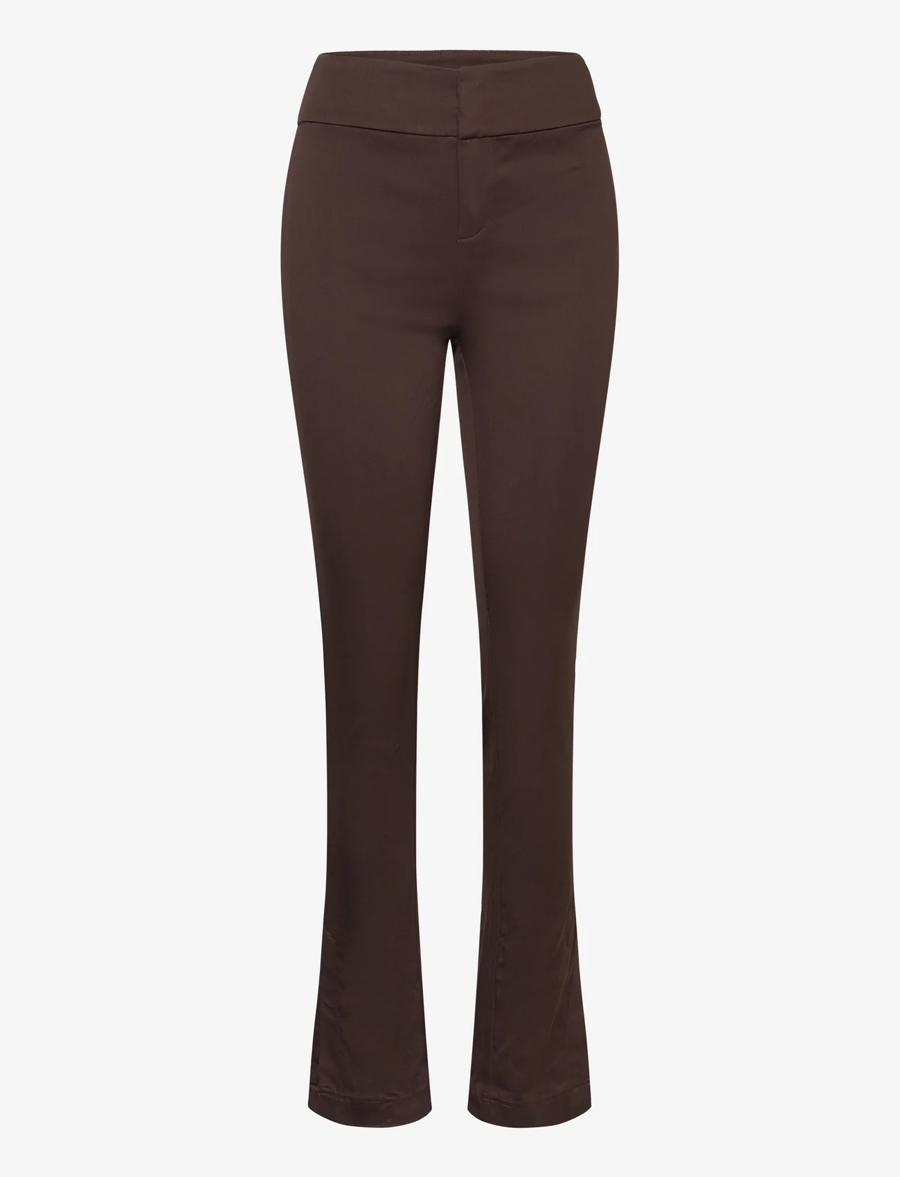 Rosemunde - Trousers w/ slit - slim fit bukser - black brown - 0