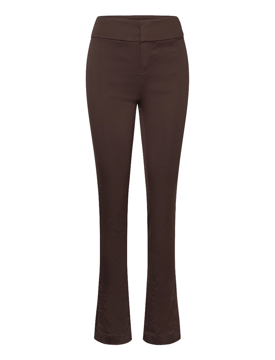 Rosemunde - Trousers w/ slit - slim fit-byxor - black brown - 0