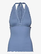Silk halter neck w/ lace - BLUE ALLURE