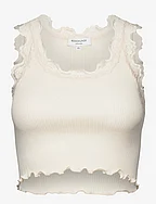 Silk cropped top w/ lace - MARBLE