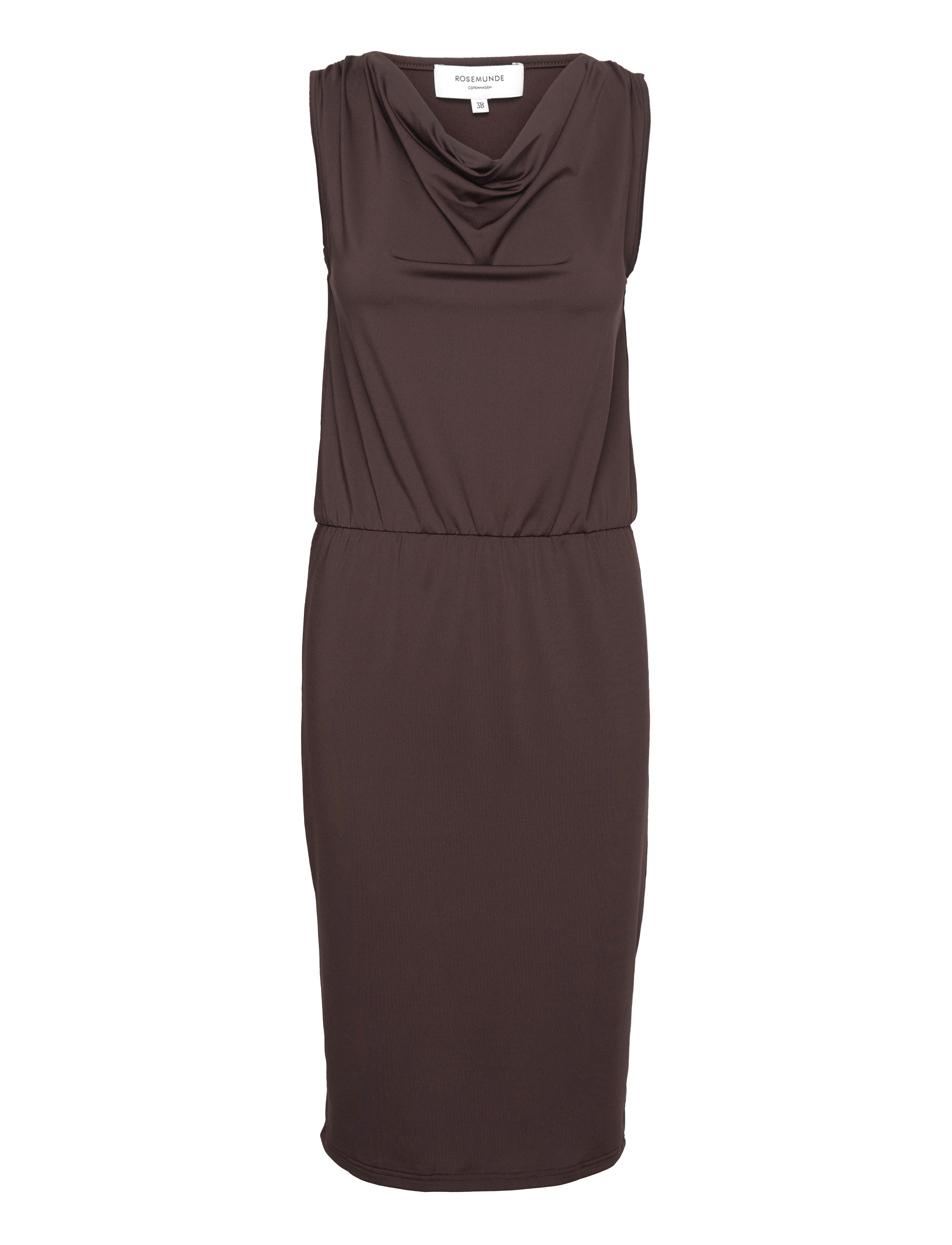 Rosemunde Dress, Kvinder, Cowl Neck Midi Kjole, Brun, Str: 34