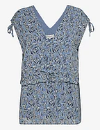 Recycled polyester top - BLUE CURRANT PRINT