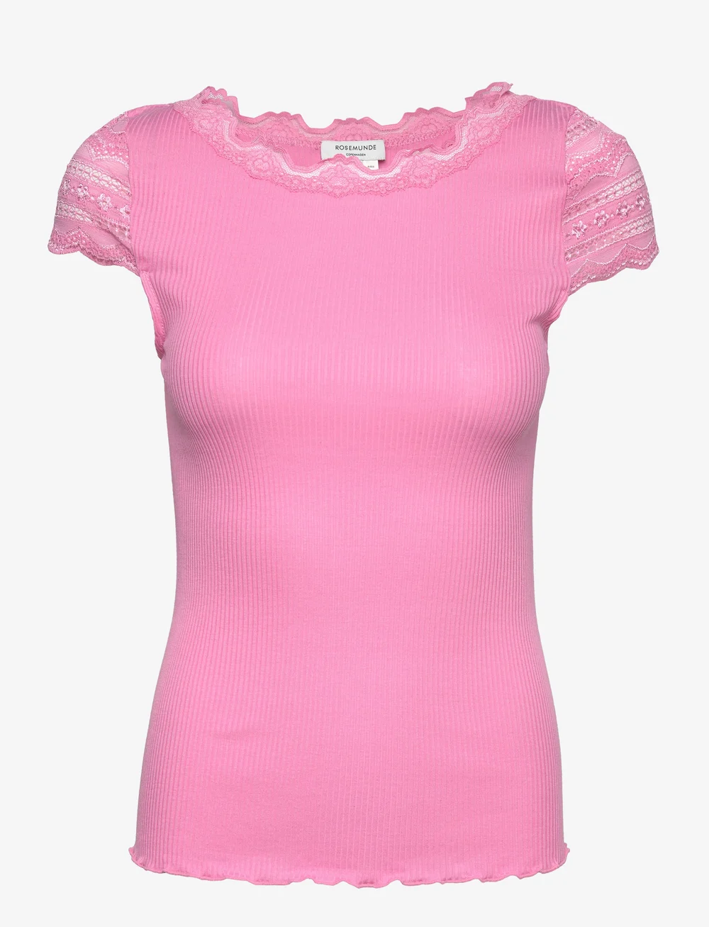 Rosemunde Silk T-shirt W/ Lace (Bubblegum Pink/Rosa) - 341 kr | Boozt.com