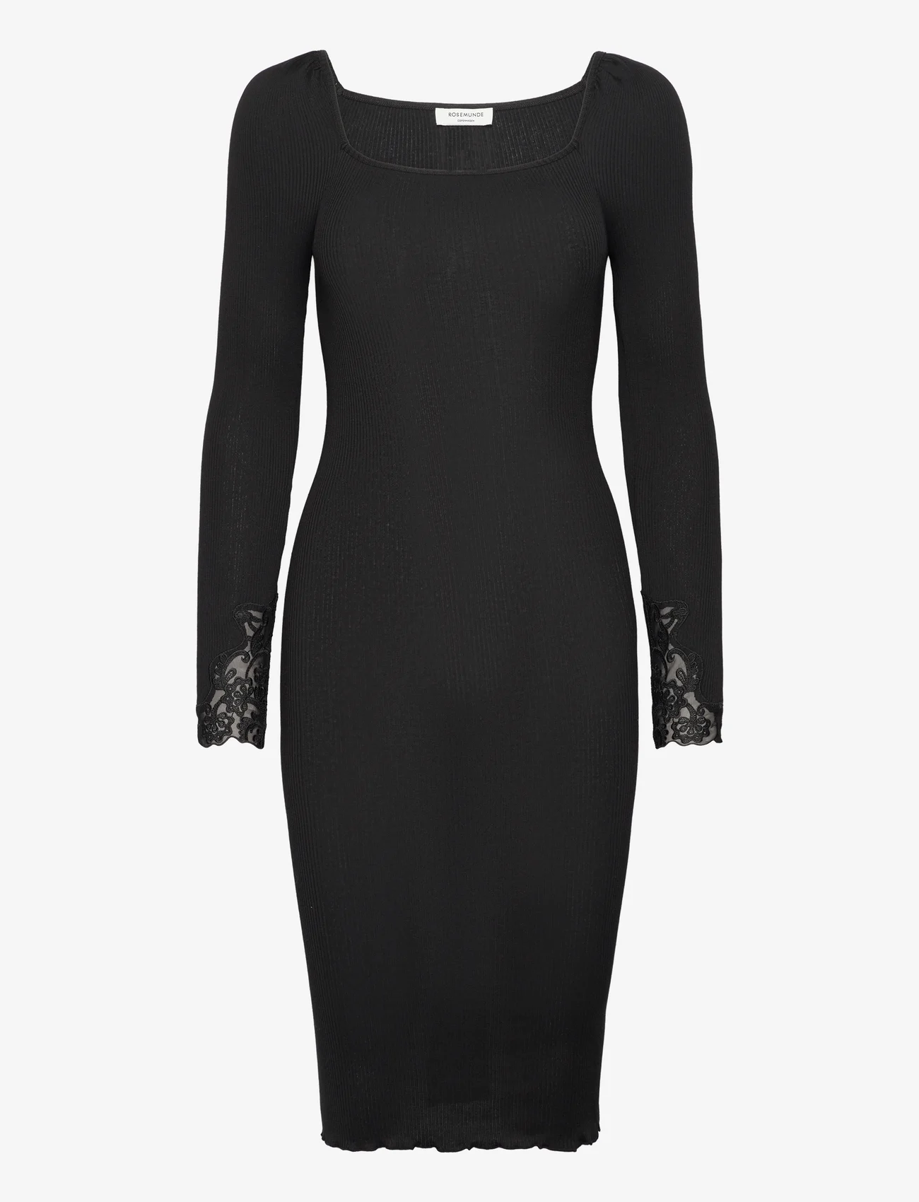 Rosemunde - Silk dress w/ lace - tettsittende kjoler - black - 0