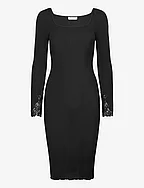 Silk dress w/ lace - BLACK