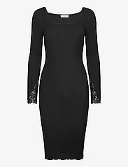 Rosemunde - Silk dress w/ lace - fodralklänningar - black - 0
