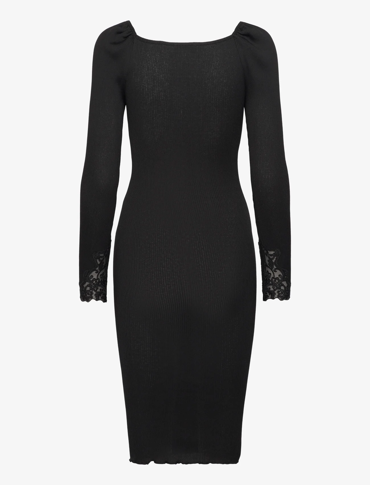 Rosemunde - Silk dress w/ lace - stramme kjoler - black - 1