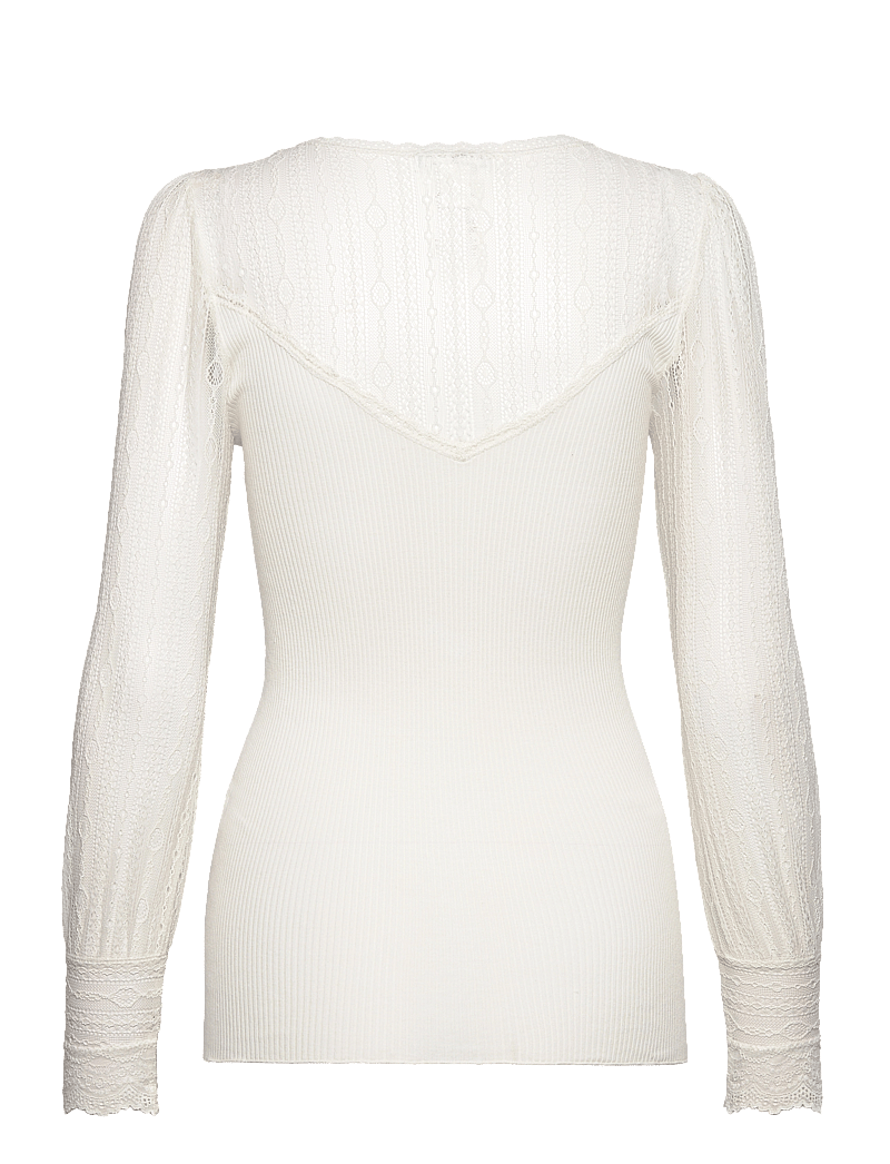 Rosemunde - Silk t-shirt w/ lace - pikkade varrukatega alussärgid - ivory - 1