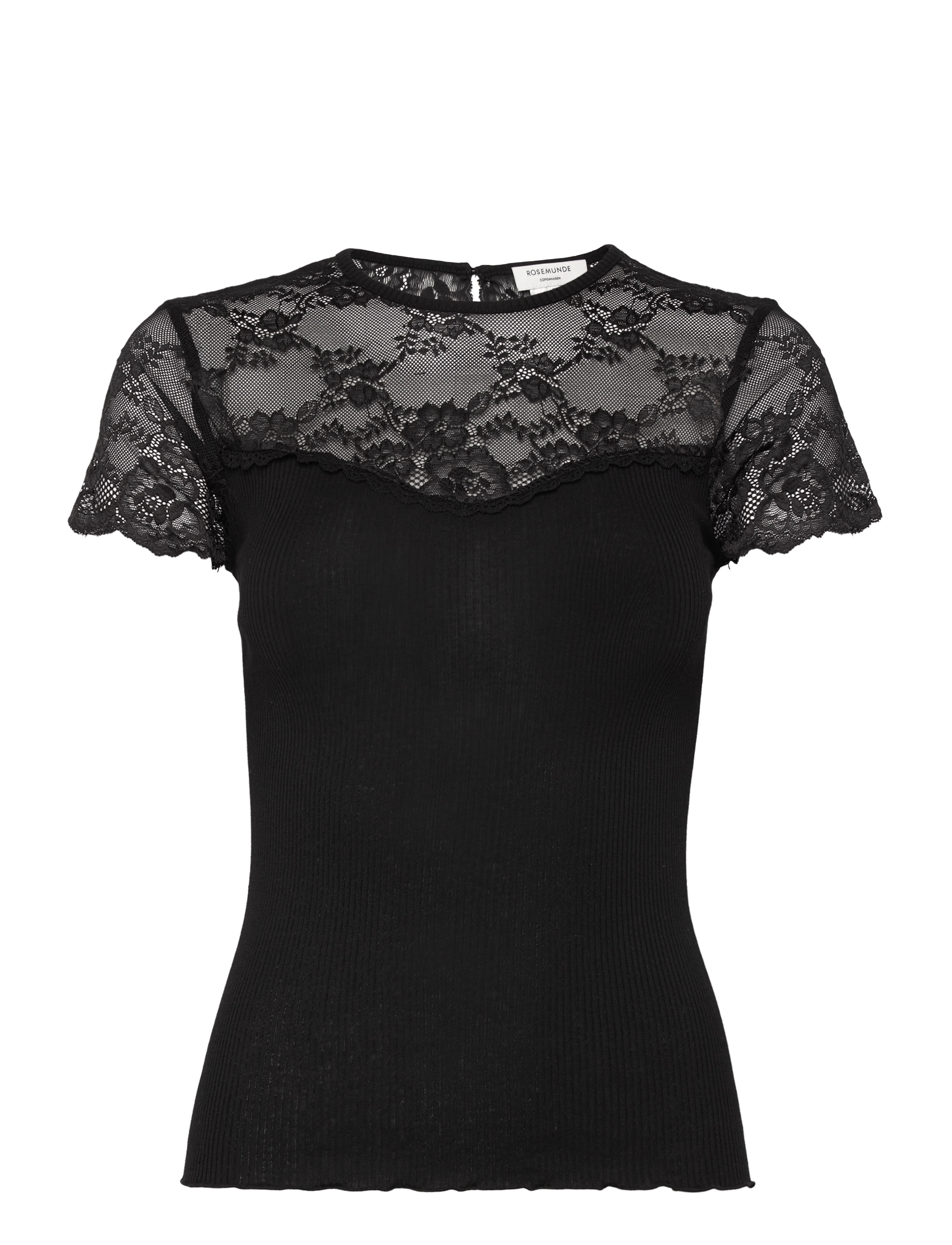 Rosemunde - Silk t-shirt w/ lace - black - 1