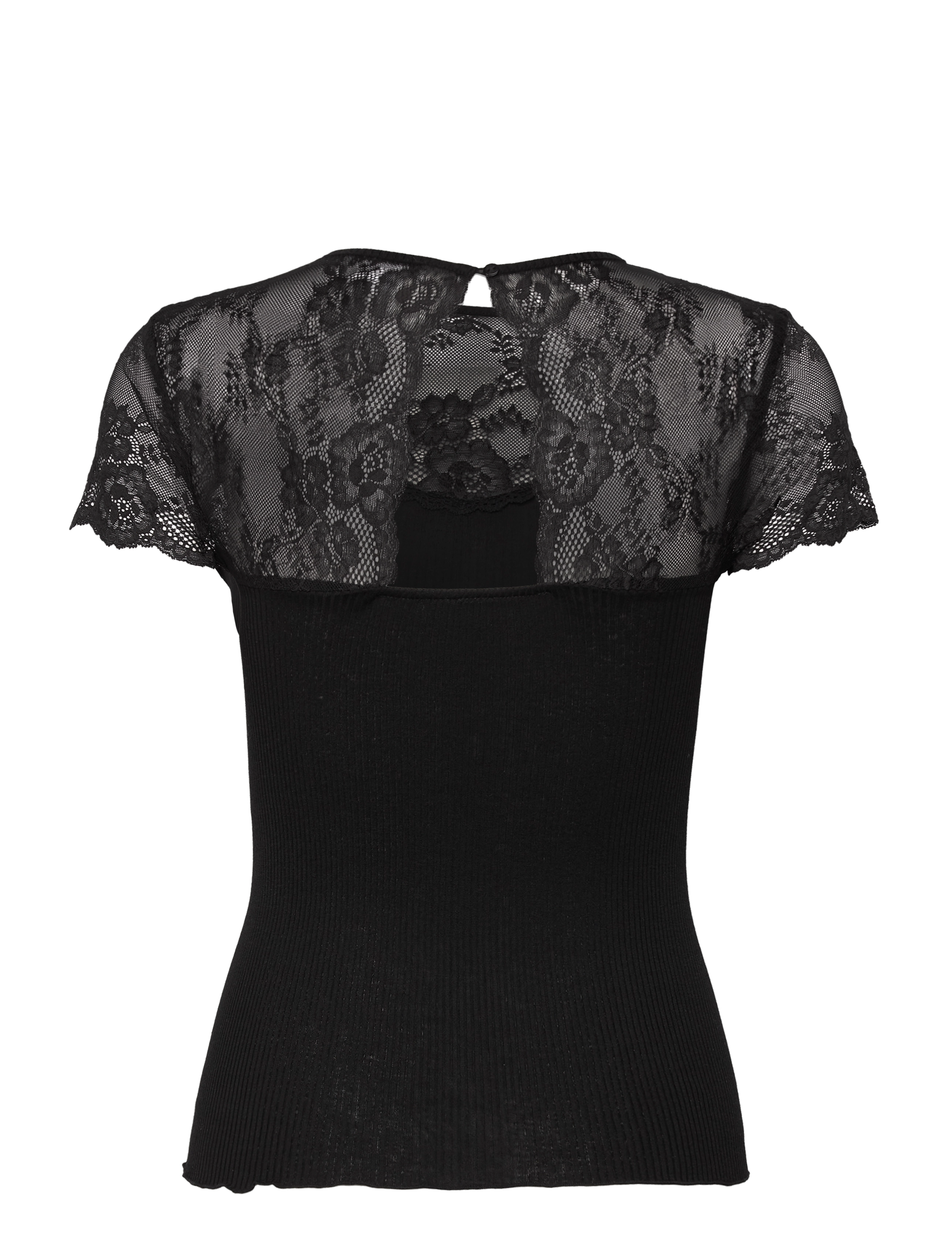 Rosemunde - Silk t-shirt w/ lace - black - 2