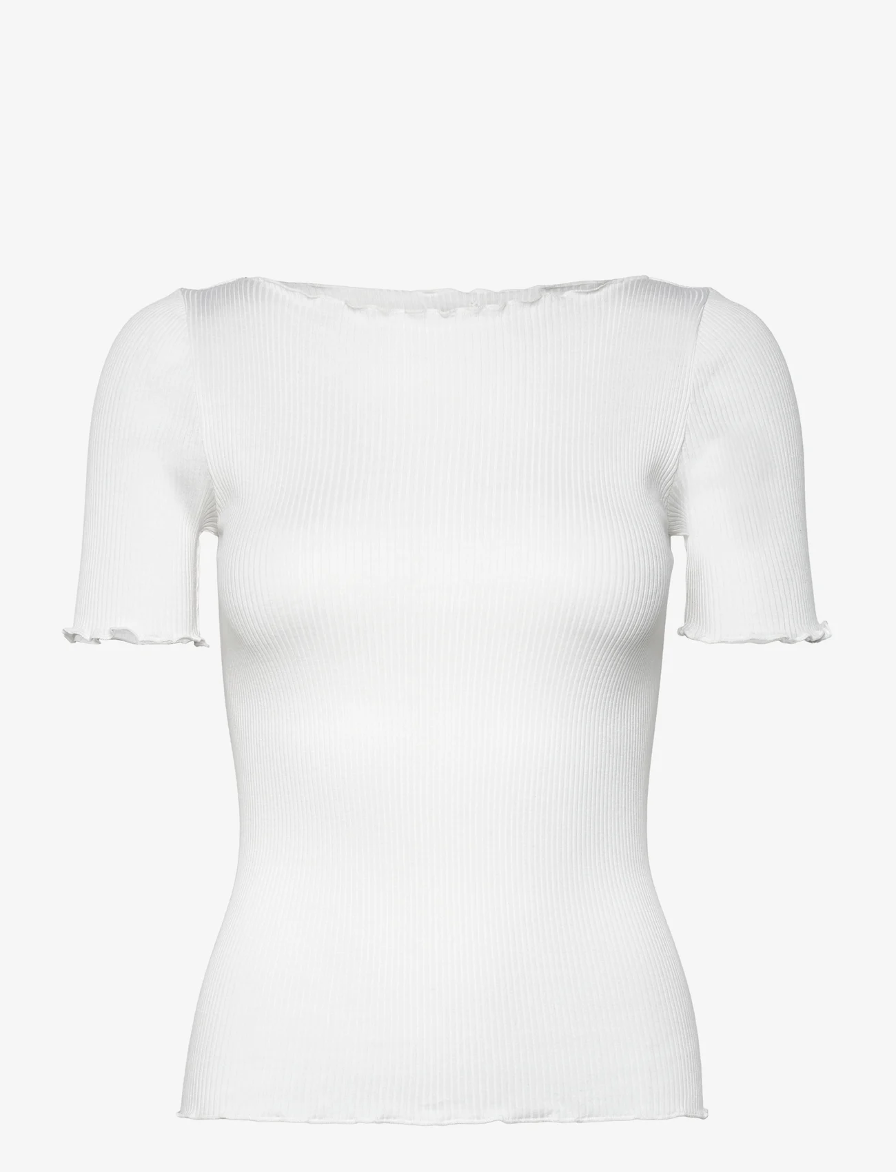 Rosemunde - Silk boat neck t-shirt - t-skjorter - new white - 0
